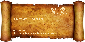 Mahrer Remig névjegykártya